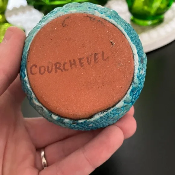 Courchevel France Turquoise Glaze Fat Lava Mini Vase